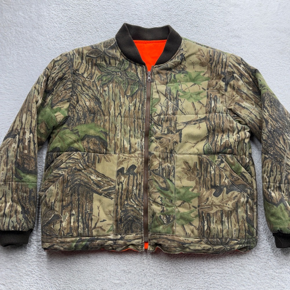 Blue Bill Red Head Realtree Camo Reversible Jacket Mens XL Thinsulate Vintage